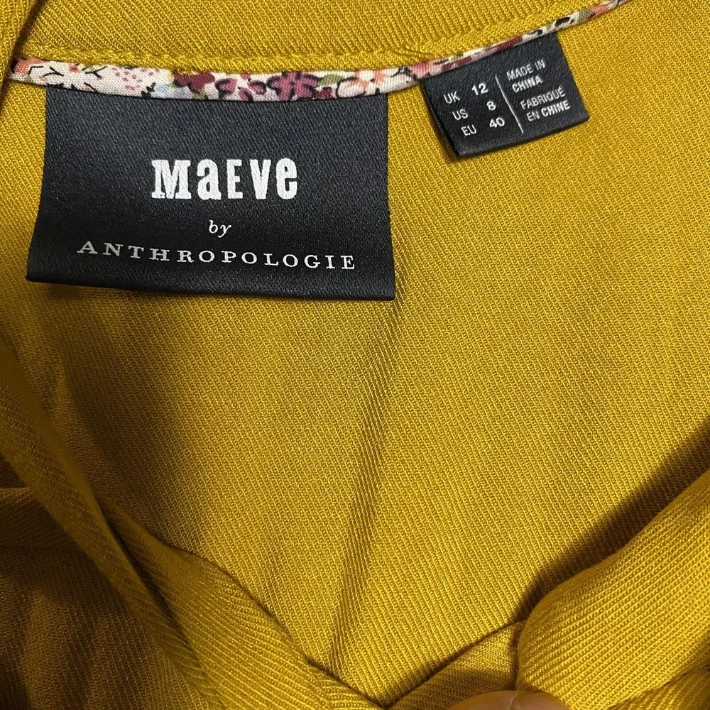Maeve by Anthropologie Ragonda Yellow Tunic Dress Long Sleeve‎ Women's size 8